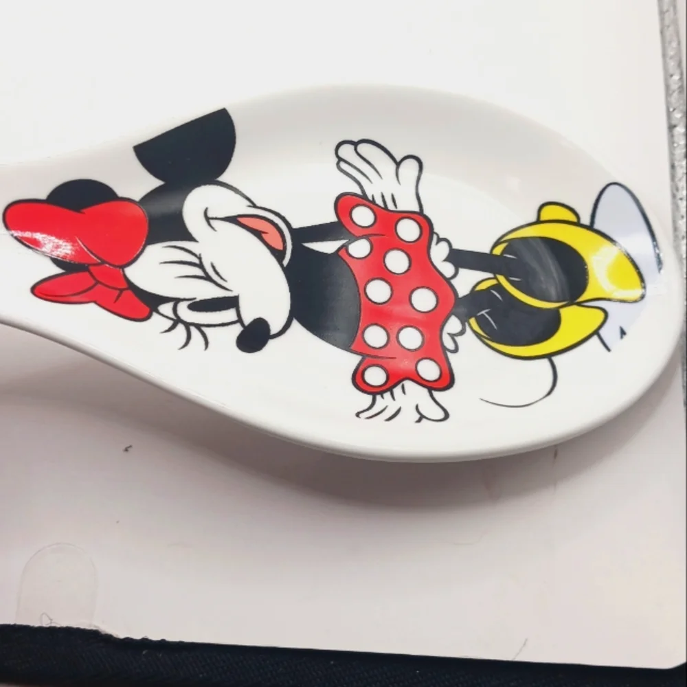 Minnie Mouse Disney Ceramic Spoon Rest+ 2 Mickey Oven Oversized Mitts New